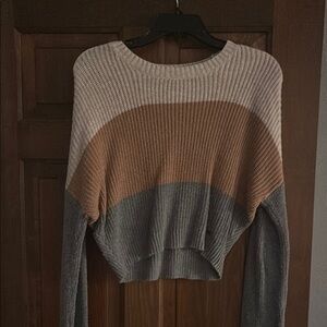 Hollister Women's Colorblock Sweater - Cream, Brown, Gray